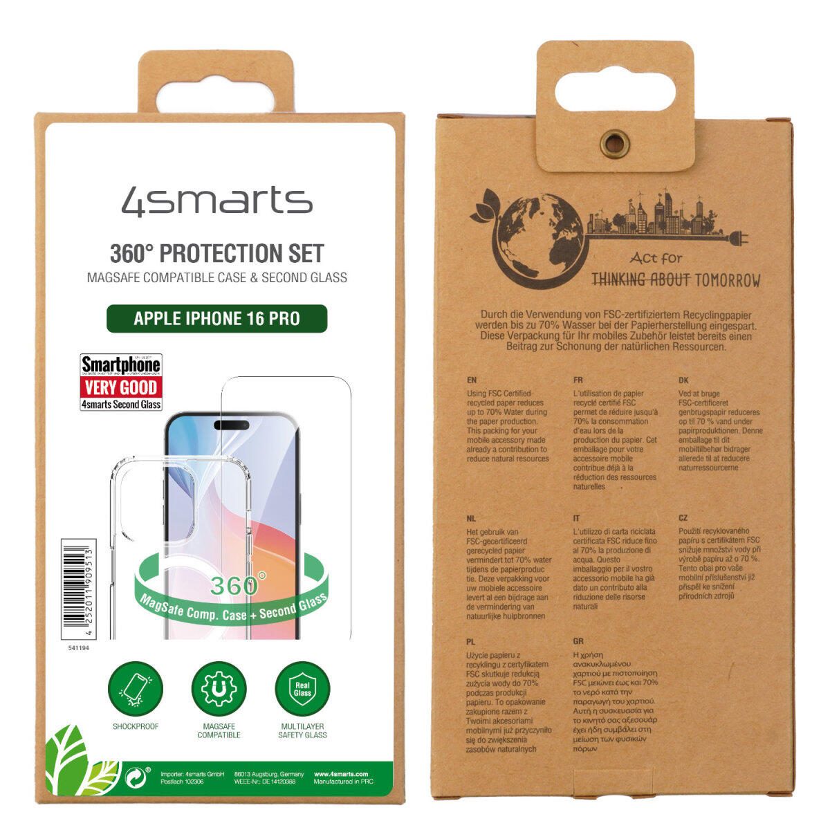 4smarts 360° Premium Protection Set für Apple iPhone 16 Pro MagSafe-kompatibel 4smarts 360° Premium Protection Set für Apple iPhone 16 Pro MagSafe-kompatibel